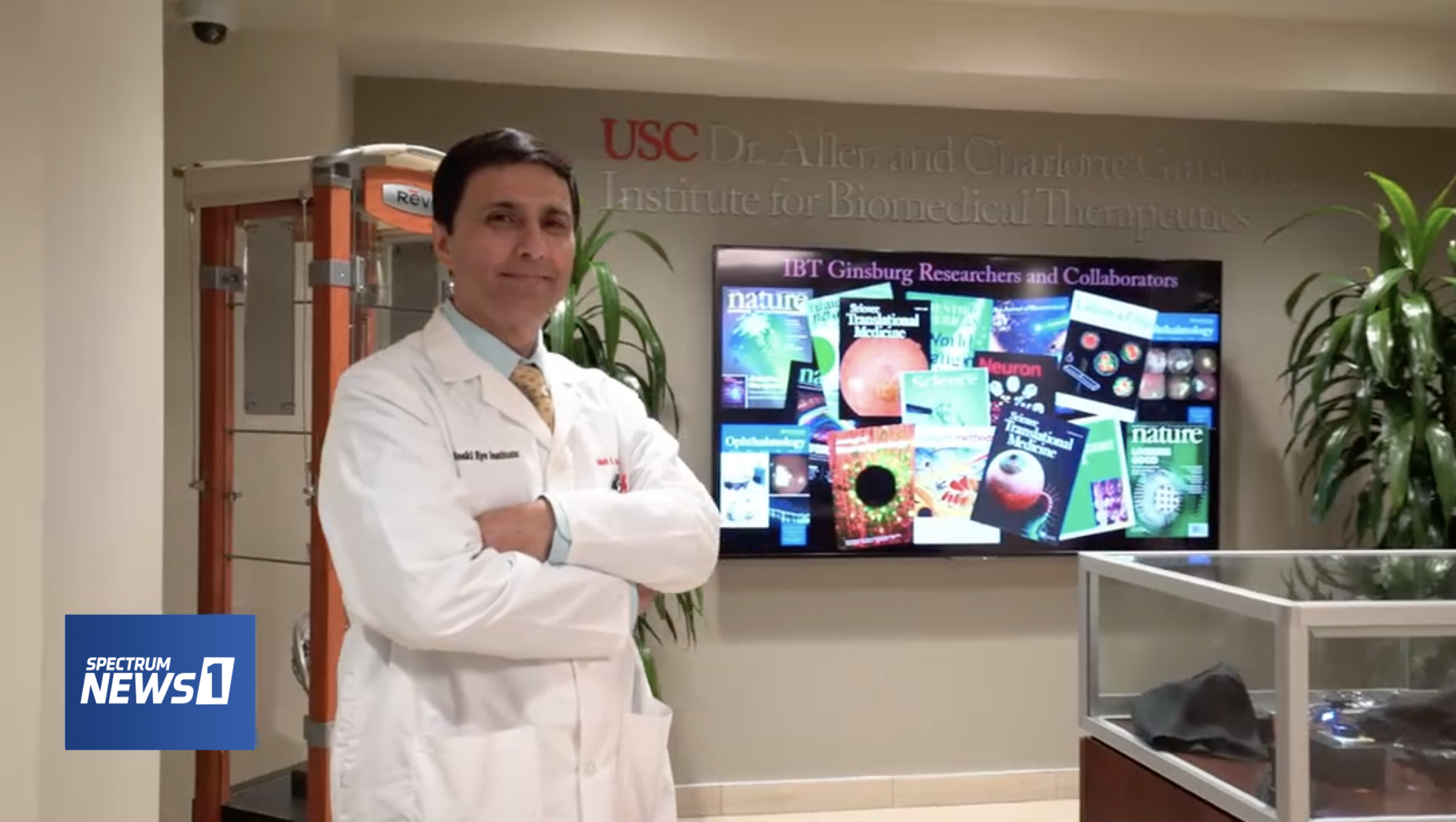 Mark Humayun, MD, PhD, discusses his scientific achievements and inspiration to cure blindness on LA Stories with Giselle Fernandez (Image: Spectrum News).